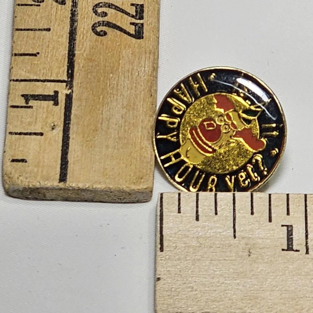 Is It Happy Hour Yet? Drunk Clown Vintage Lapel Pin Resin Over Enamel - Picture 4 of 4